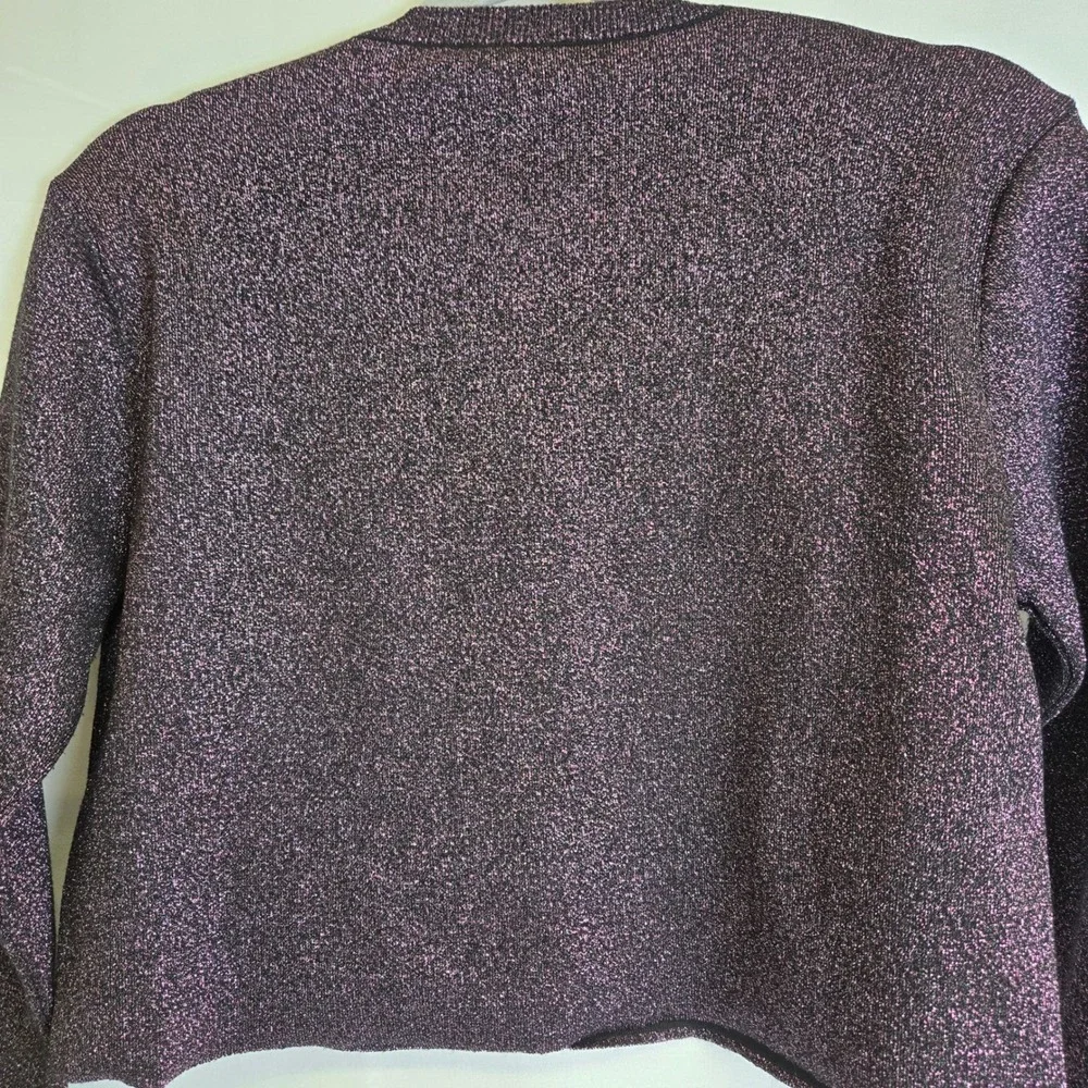 Zara‎ Metallic Shimmer Glitter Cropped Cardigan Velvet Buttons, Purple, Small - Picture 8 of 8